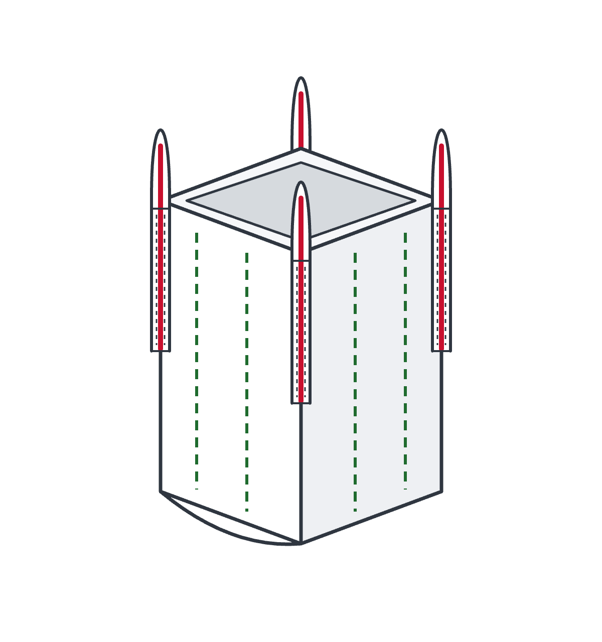 Diagrama: Big Bag con deflectores internos (Q-bag)