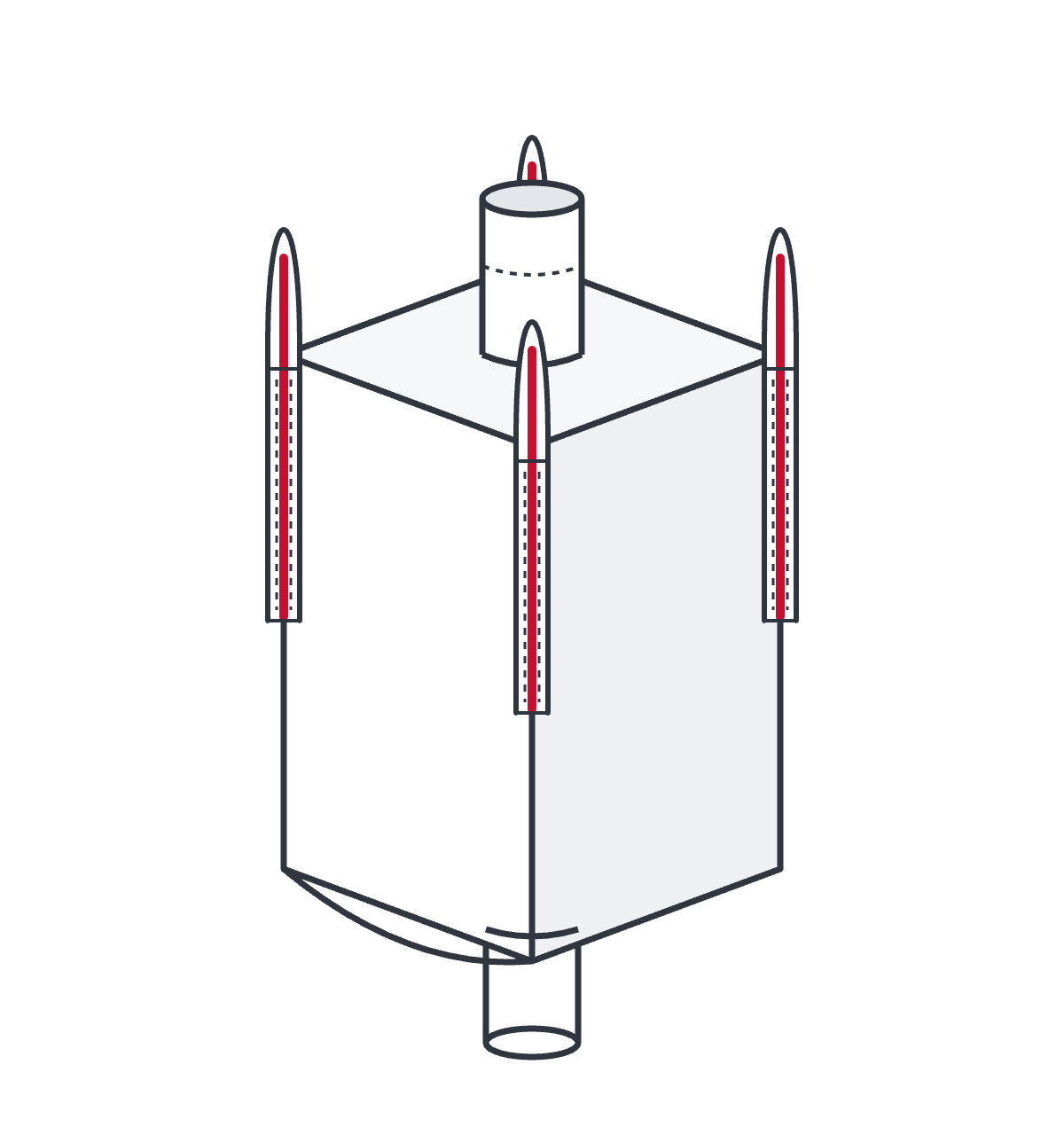 Diagrama: Big Bag con válvula de carga y válvula de descarga