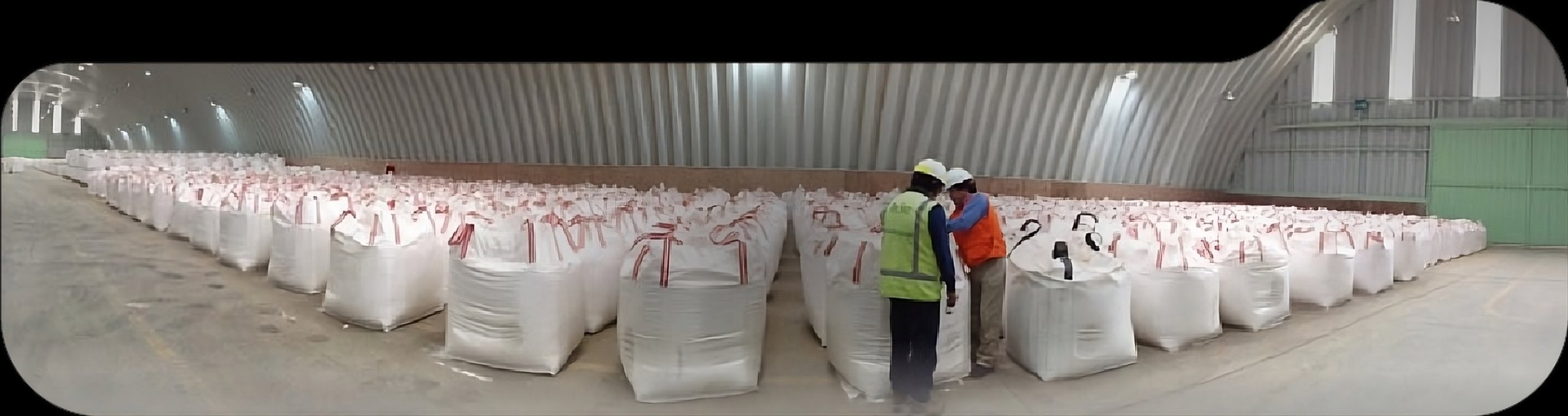 Inspectors checking NEGASAC Big Bags in the warehouse