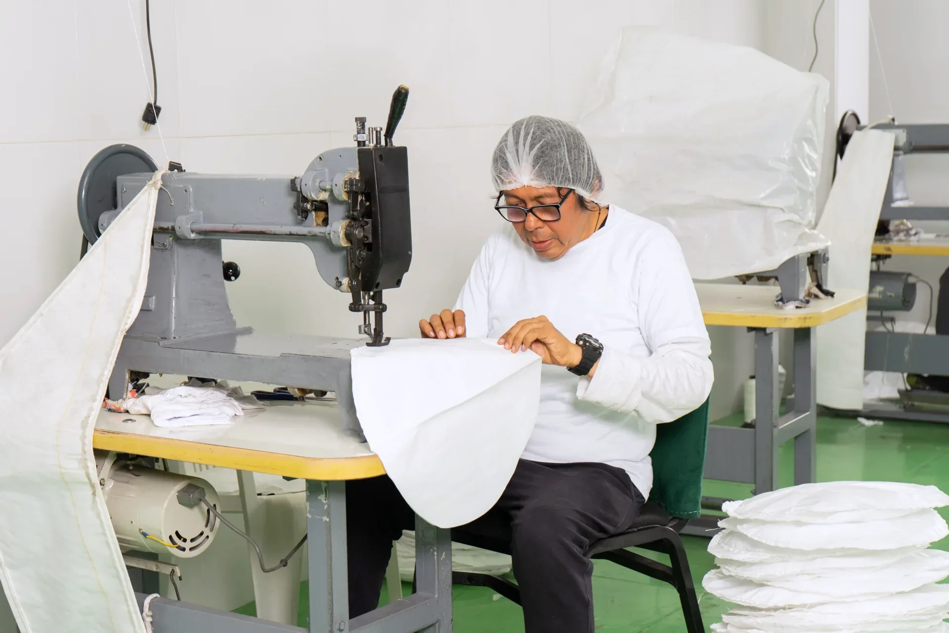 Costura de un Big Bag en máquina industrial